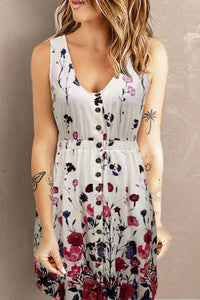 Double Take - Scoop Neck Buttoned Sleeveless Magic Mini Dress