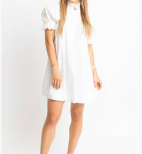 Karlie Ruffle Neck Back Tie Dress in white - women's dress