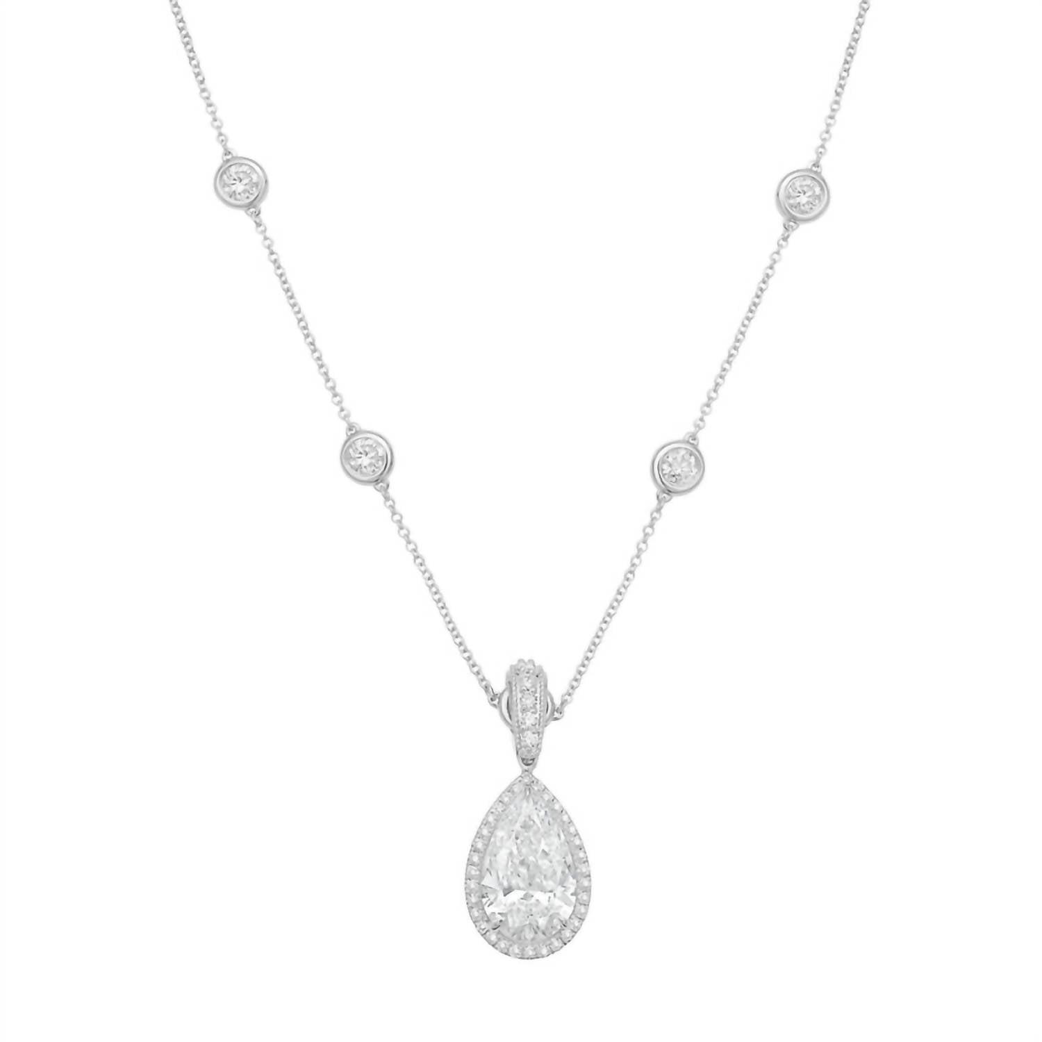 Diana M Jewels - Women's Pear & Round Lab-Grown Diamond Pendant Necklace (4.00 Ct) - Signature Plus