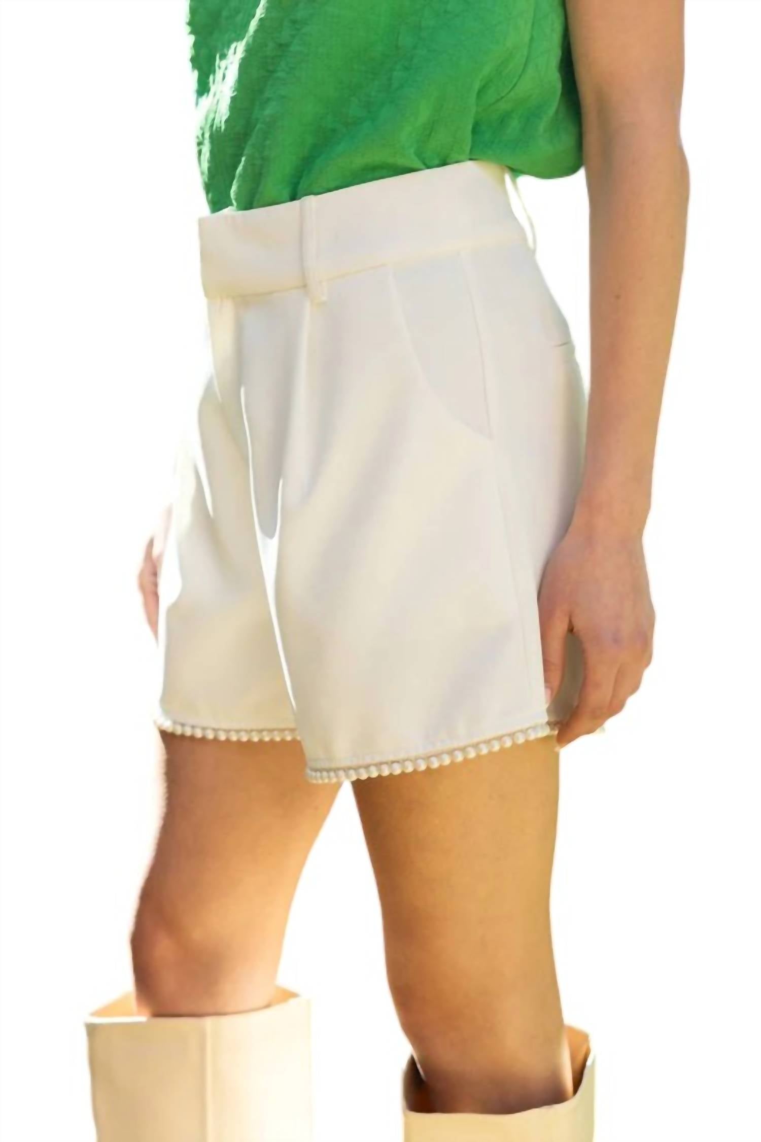 Voy - Mimi Pearl Trim Pleated Shorts