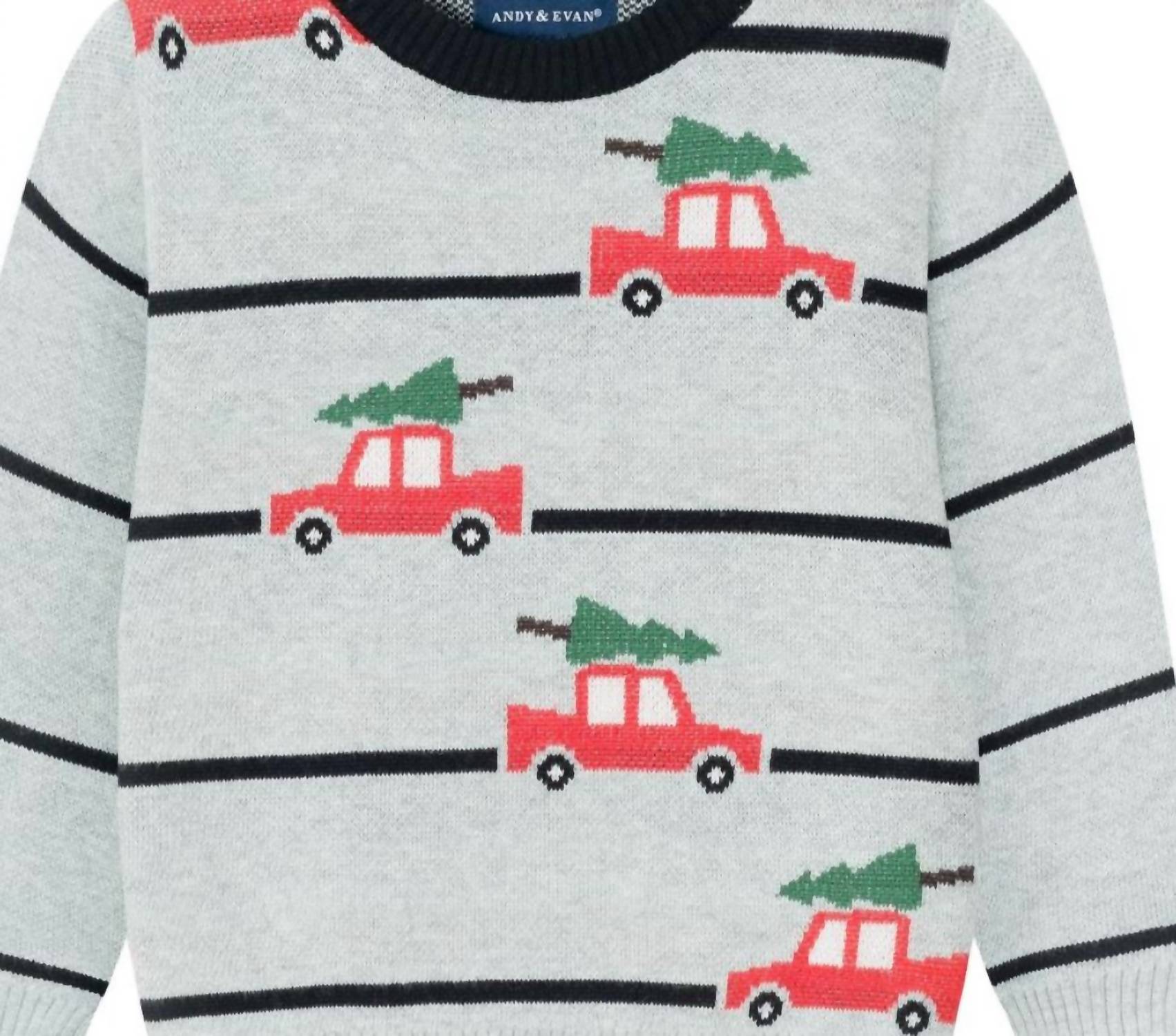 Andy & Evan - Boys Stripe Holiday Car Sweater Set