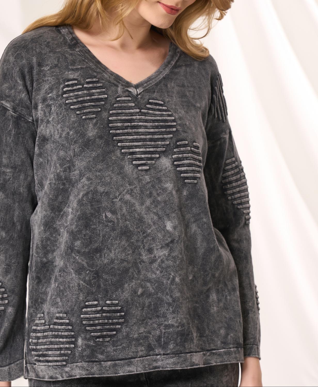 Angel Apparel - V-Neck Heart Sweater
