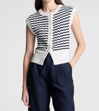 A.L.C. Margo Sleeveless Sweater Top in parchment navy stripe - women's cardigan