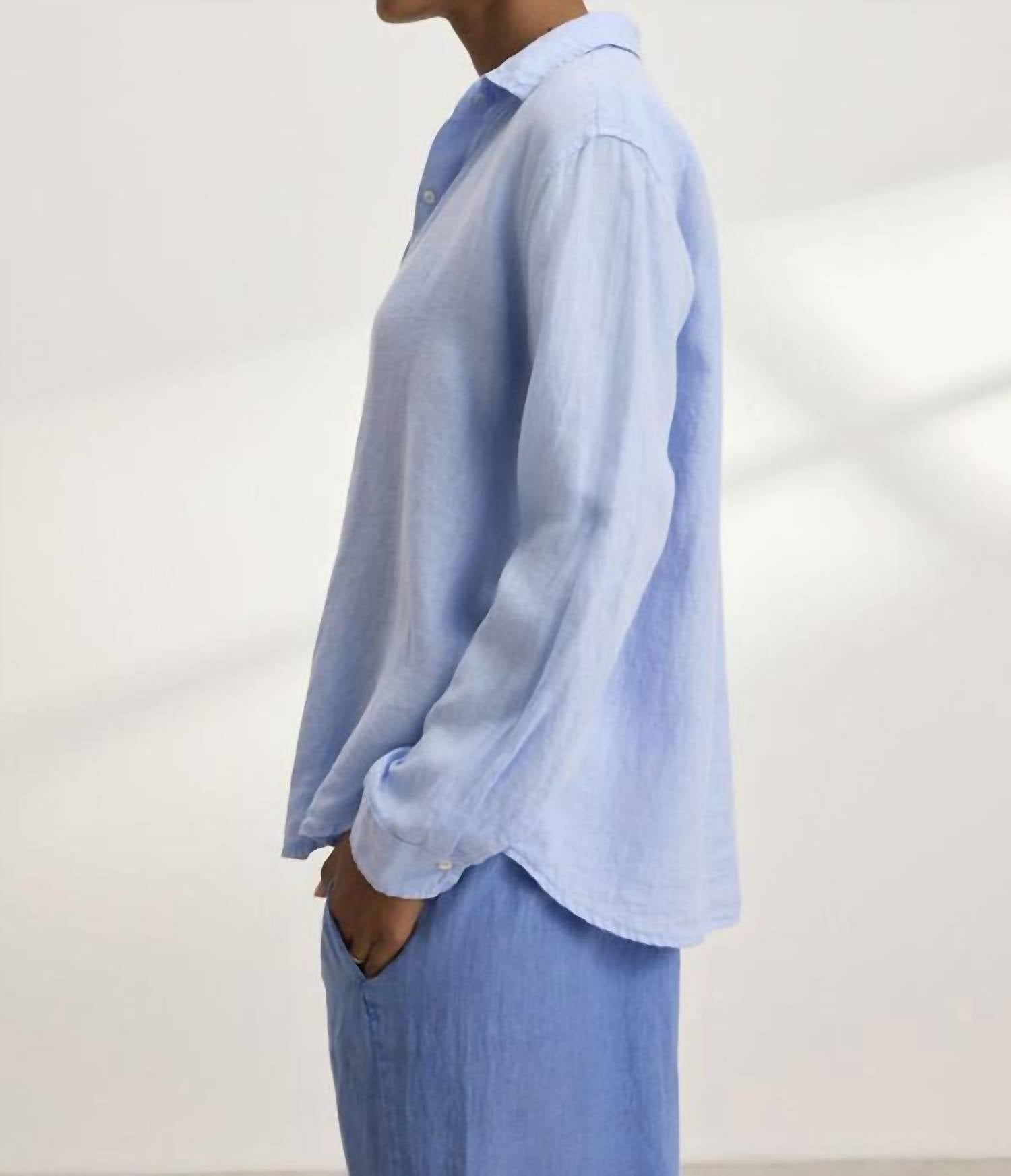 Velvet by Graham & Spencer Sisi Linen Shirt in chill - women's shirt - alternate view