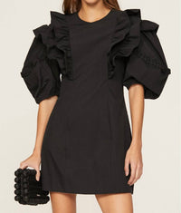 RHODE Varja Ruffled Mini Dress in black - women's dress