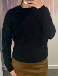 Autumn Cashmere Women's Solid Brushed Crew Top in night - women's sweater