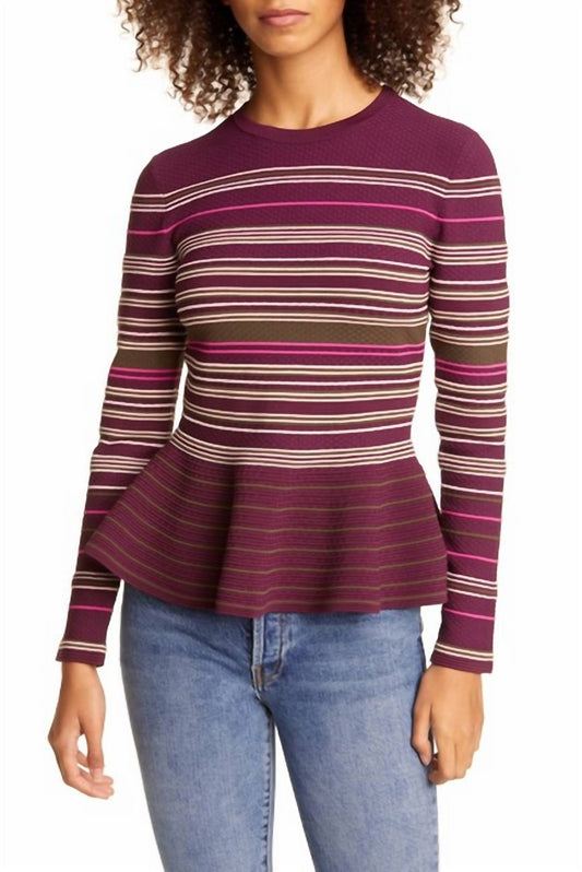 Ted Baker - Peplum Striped Crewneck Sweater