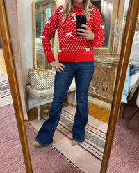 She + Sky - Two Tone Bow Sweater