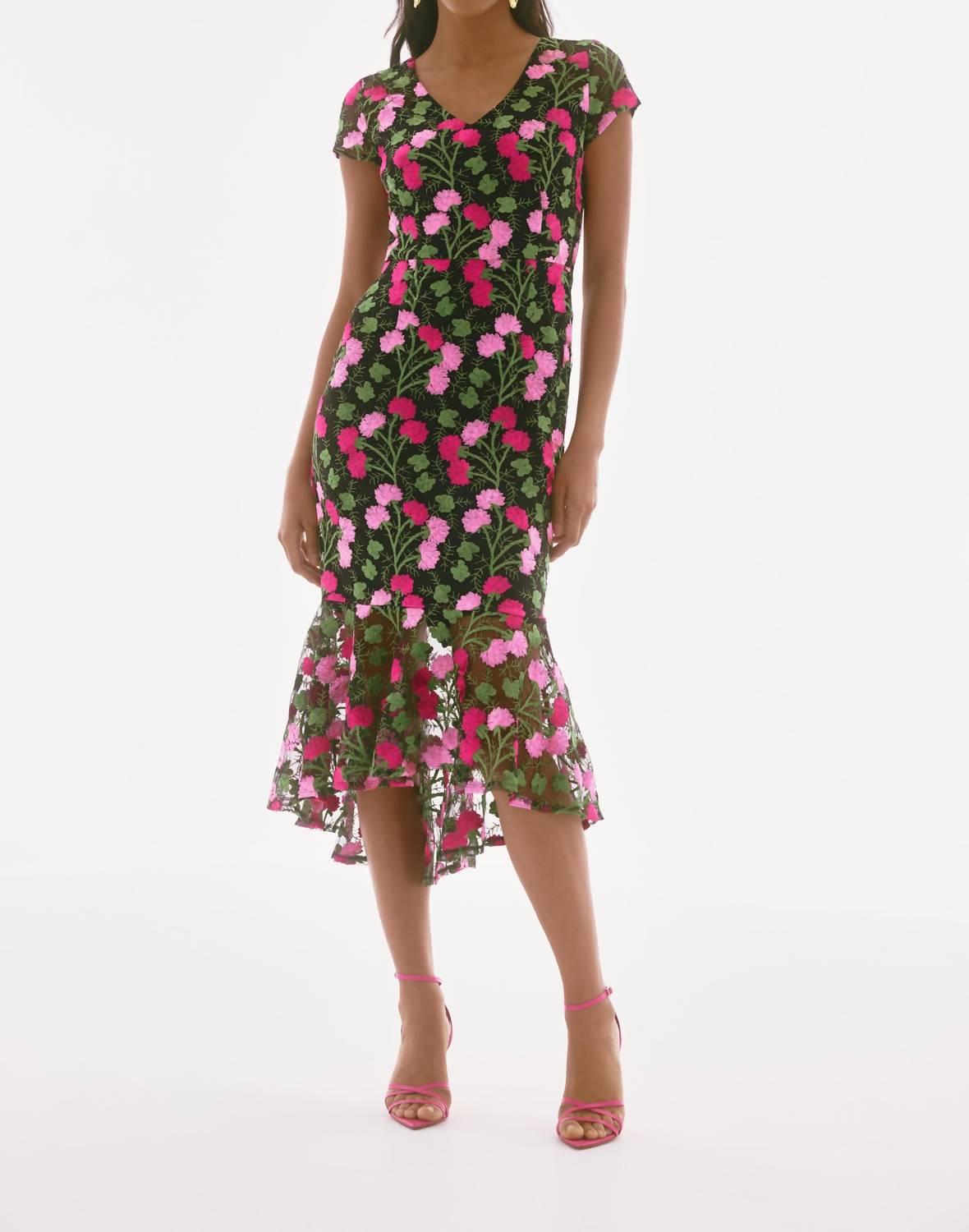 Joseph Ribkoff - Floral V-neck Midi Dress