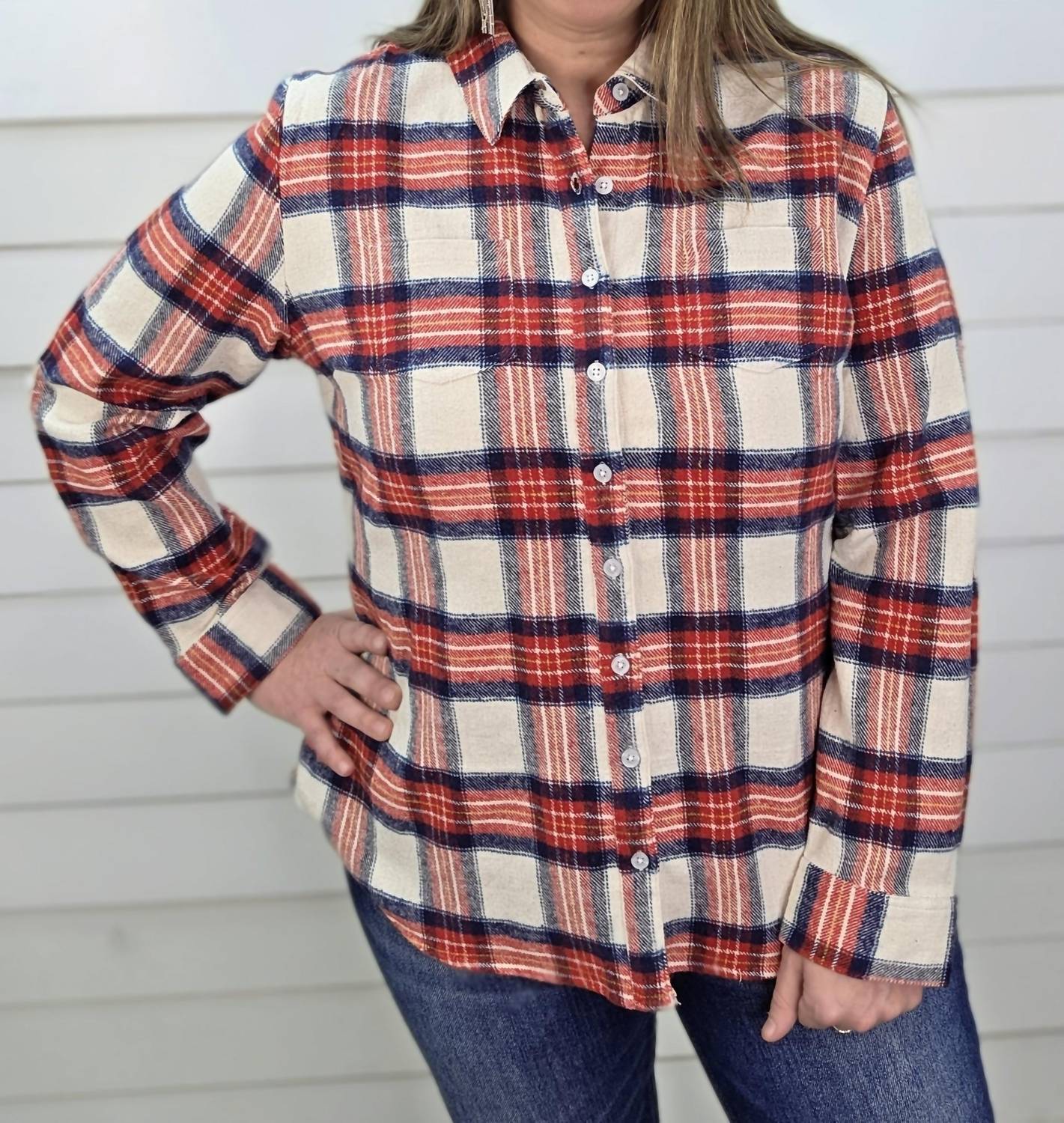 Keren Hart - Plaid Button Down Shirt With Buttons In The Back