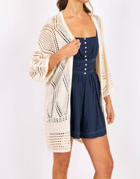 SAGE THE LABEL Charlotte Web Cardigan in cream - women's cardigan - detail view