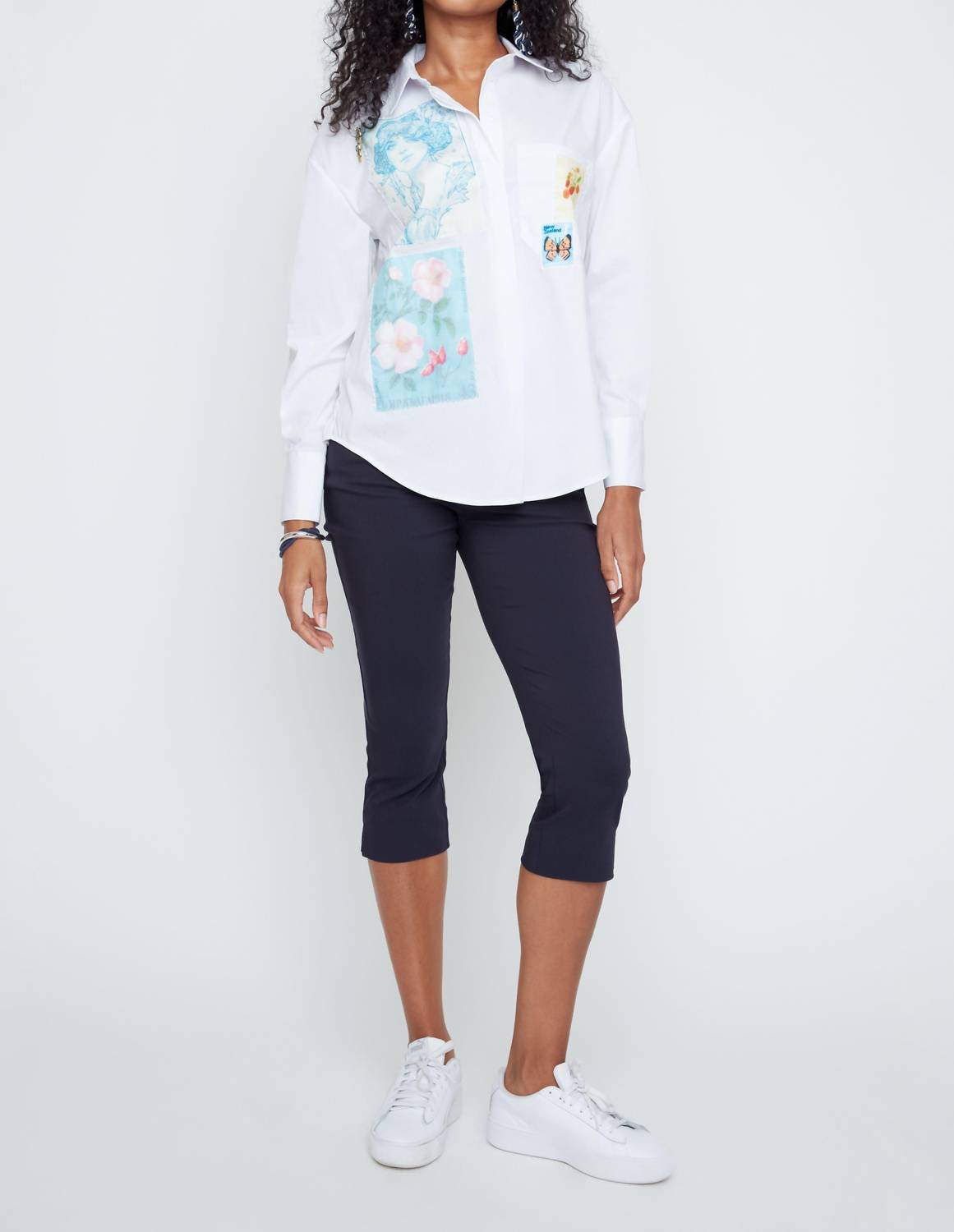 Renuar - Vintage Postcard Charm Button Up Blouse