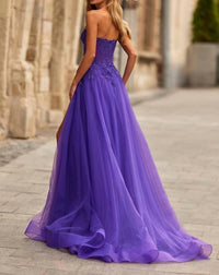 La Femme Women's Prom Dress in royal purple - women's dress - detail view