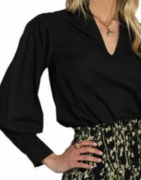Elizabeth James The Label Chloe Top in black - women's blouse - detail view
