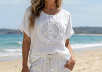 Made In Italy - Peace Linen top