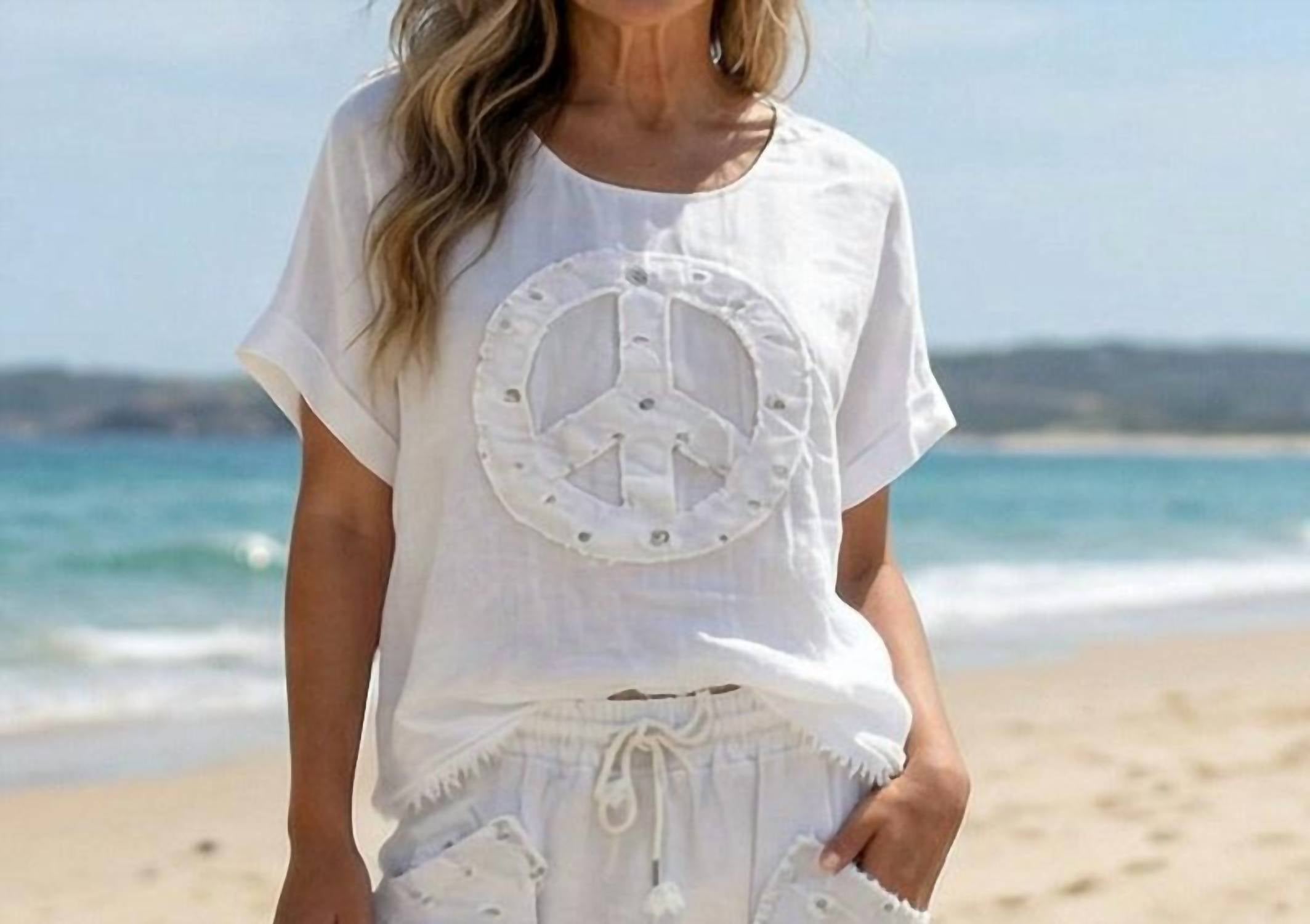 Made In Italy - Peace Linen top