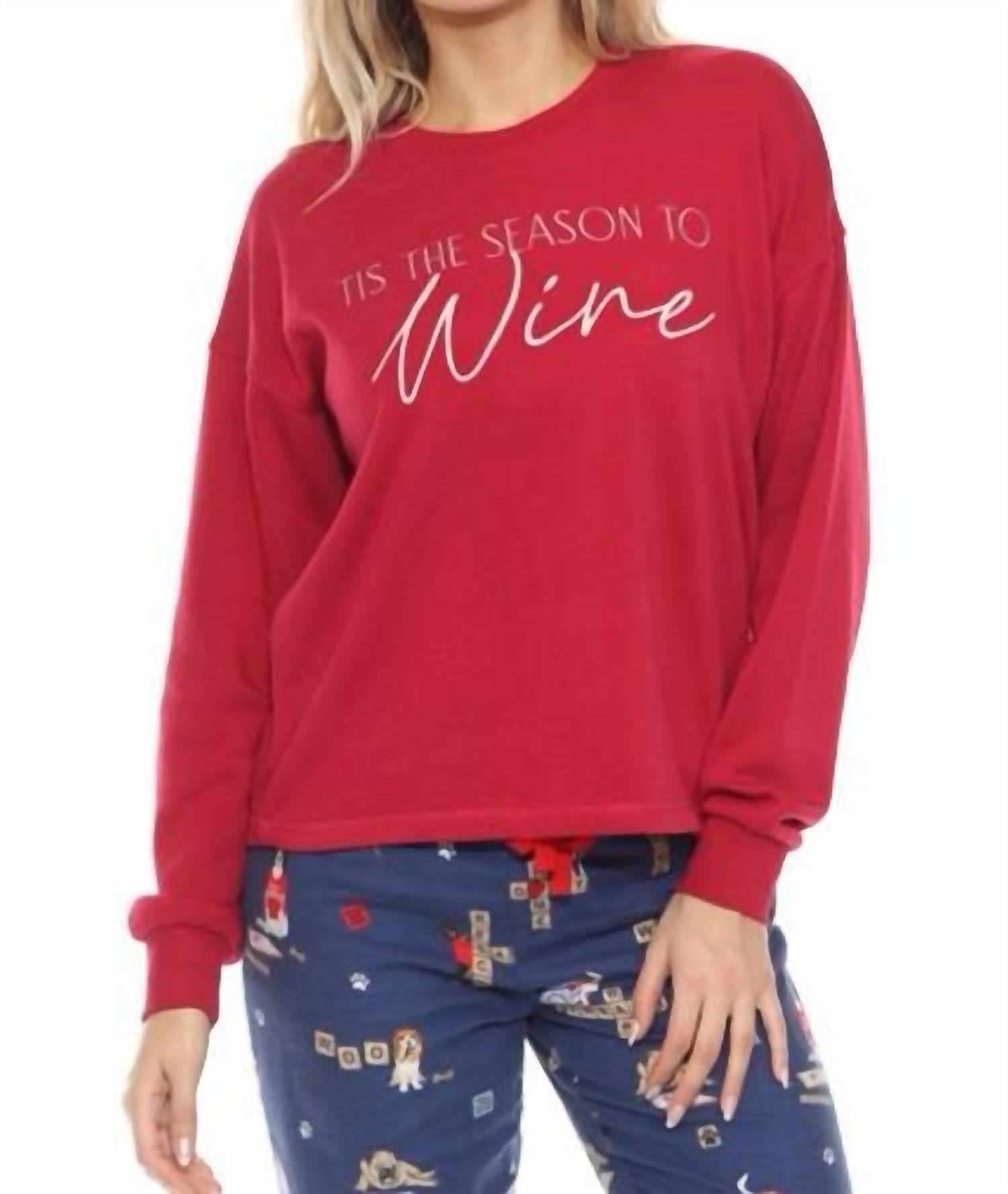 Pj Salvage - Tis The Season To Wine Flannels Long Sleeve Top