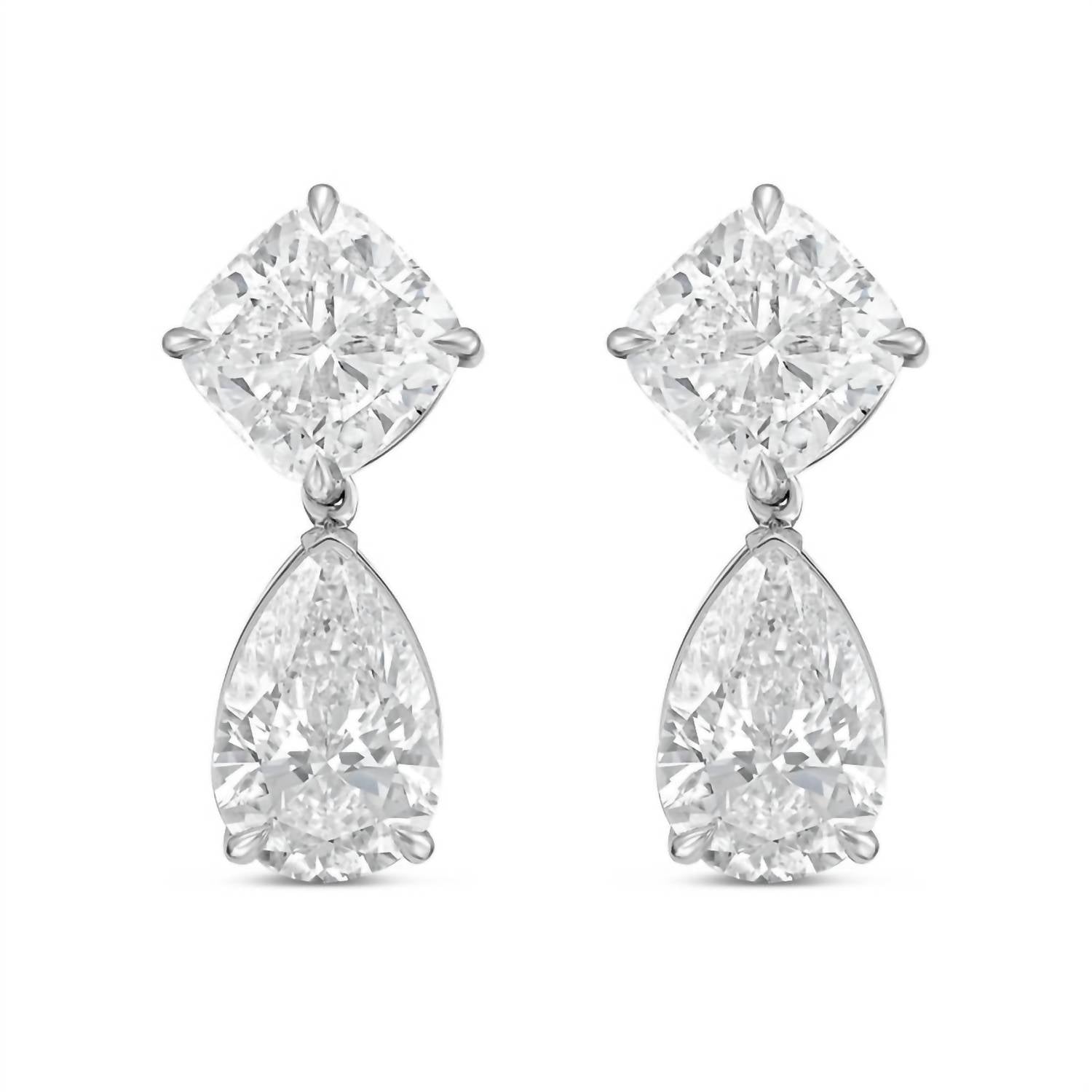 Diana M Jewels - Women's Cushion & Pear Lab-grown Diamond Stud Earrings (15.00 Tcw) - Grand