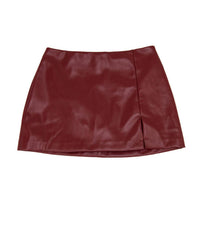 8apart Junior Women's Paula Vegan Leather Skirt With Slit in red - women's skirt