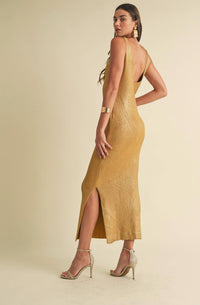 Dress Forum - Metallic Sweater Knit Maxi Dress