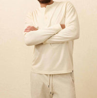 Faherty Waffle Henley Top in snow - men's long sleeve top