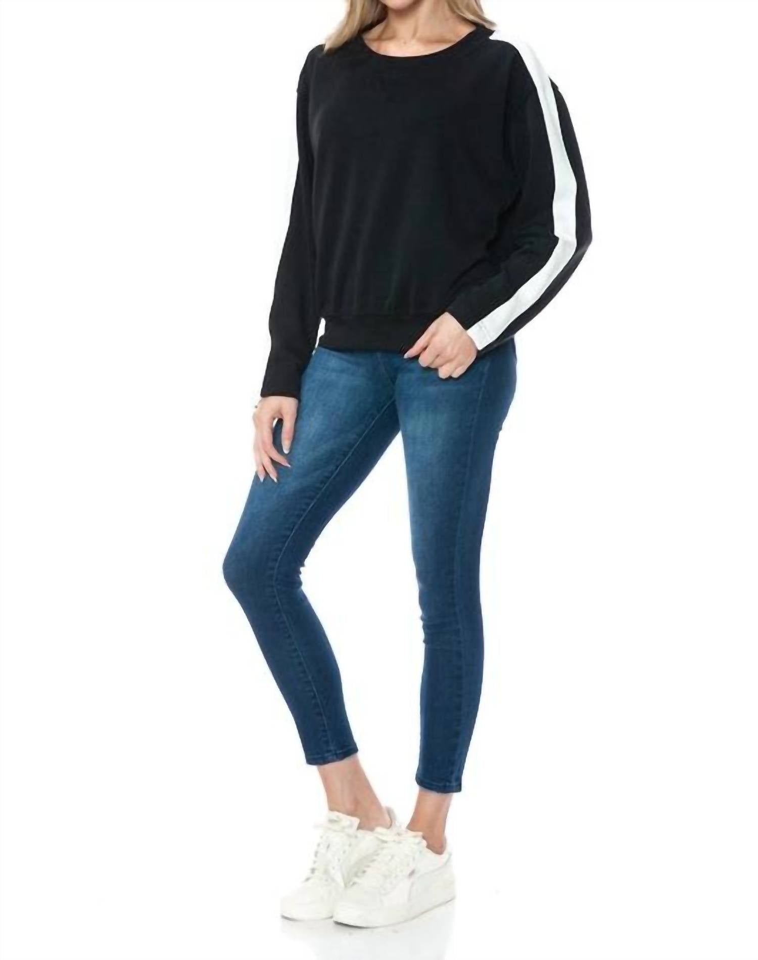 ariella Crewneck Long Sleeve Top in black - women's long sleeve top - view 6