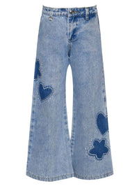 Hannah Banana Rhinestone Shadow Heart Denim Jeans in blue - kids' jeans - alternate view