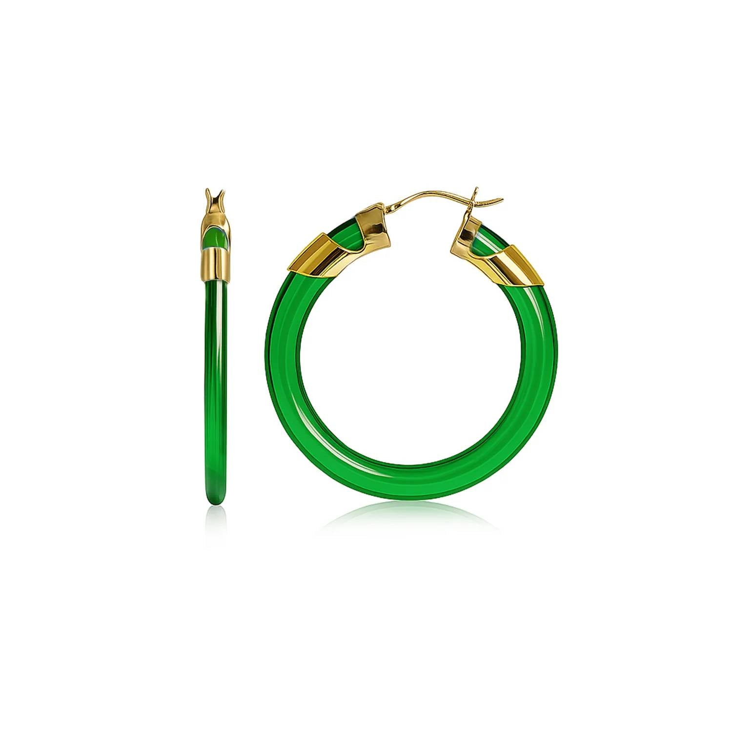 Gold & Honey - Women's Classic Flat Lucite Birthstone Hoop Earrings