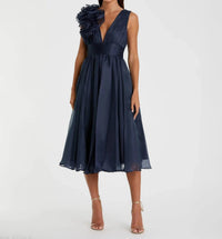 Mac Duggal - Sleeveless Chiffon A-line Tea Length Cocktail Dress
