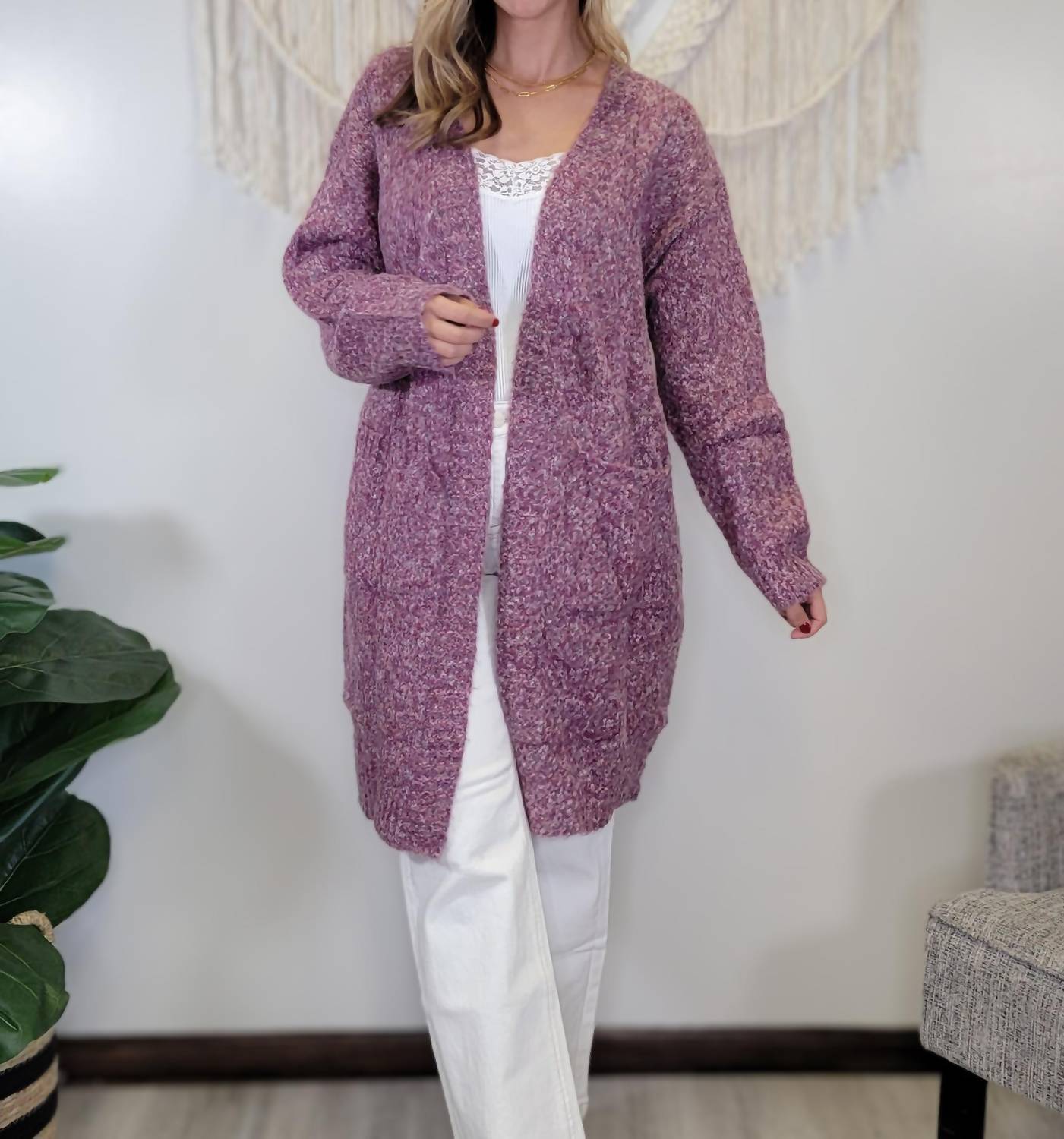 GILLI Allison Cardigan in purple - women's cardigan