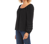 Karen Kane - Bobbi Pleat Sleeve Crepe Peasant Top