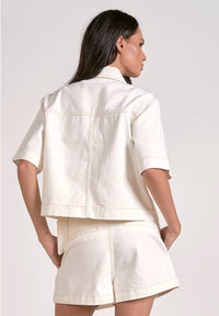 Elan - Jen Button Front Short Sleeve Top