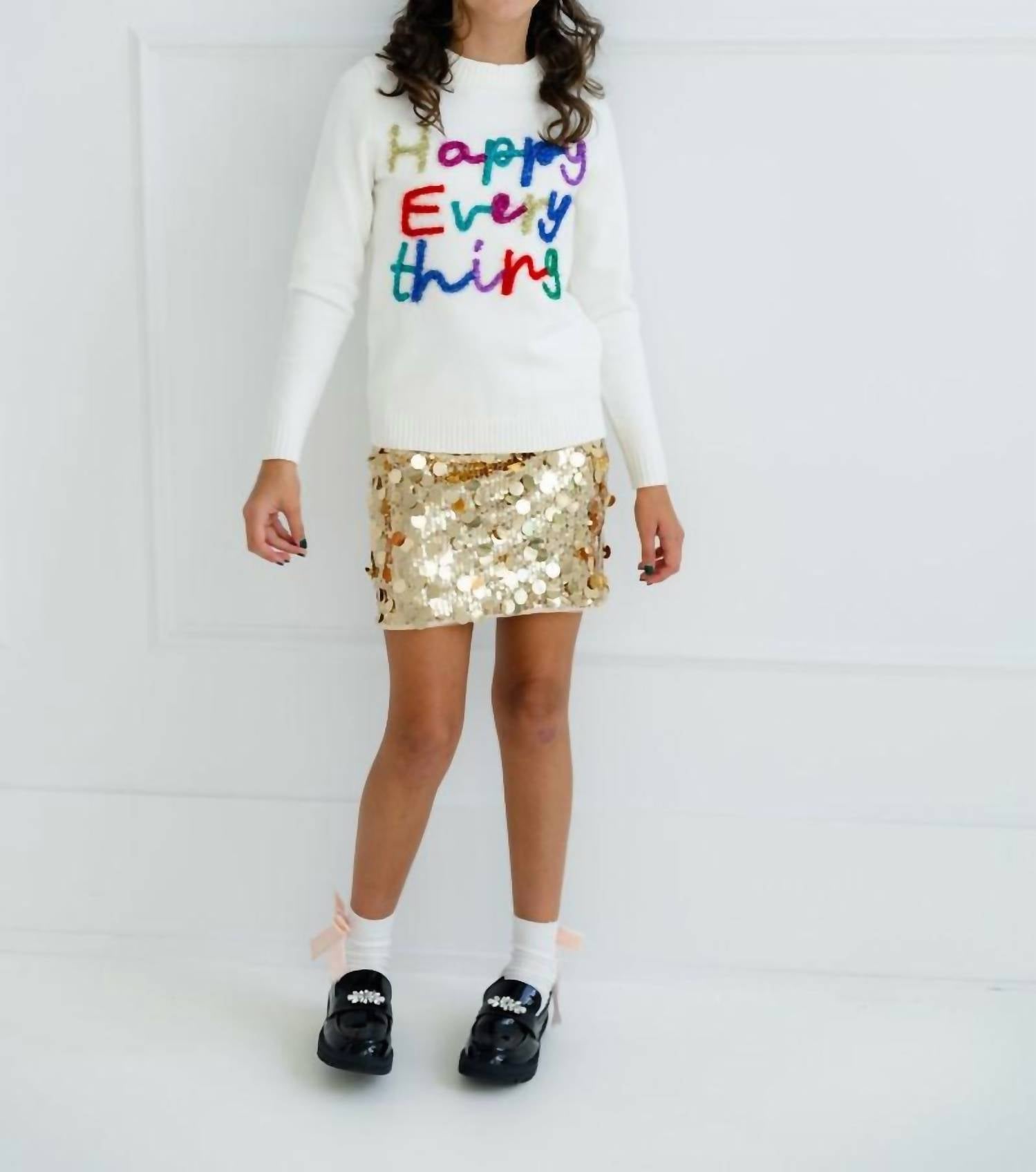 Lola + The Boys - Girls Happy Everything Tinsel Sweater