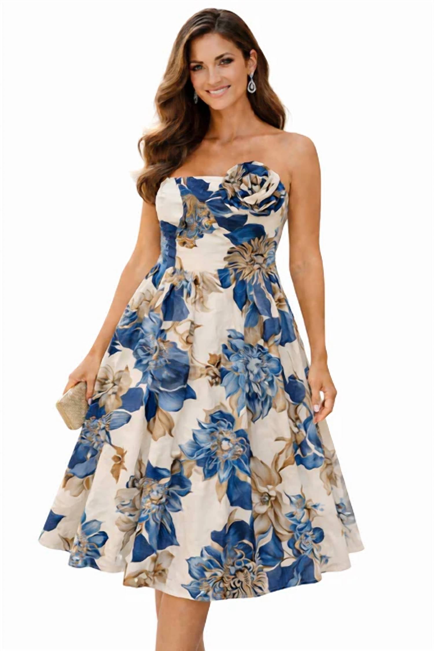 Gmorz - Floral Strapless Special Event Dress