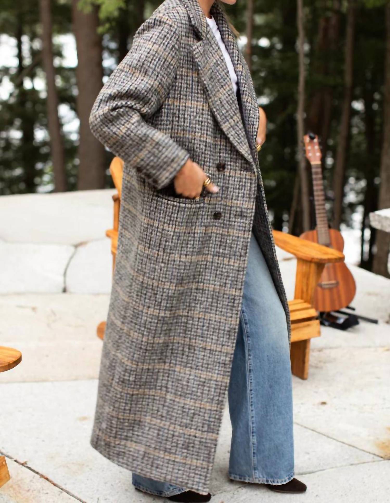 Emerson Fry - Layering Wooly Plaid Maxi Coat