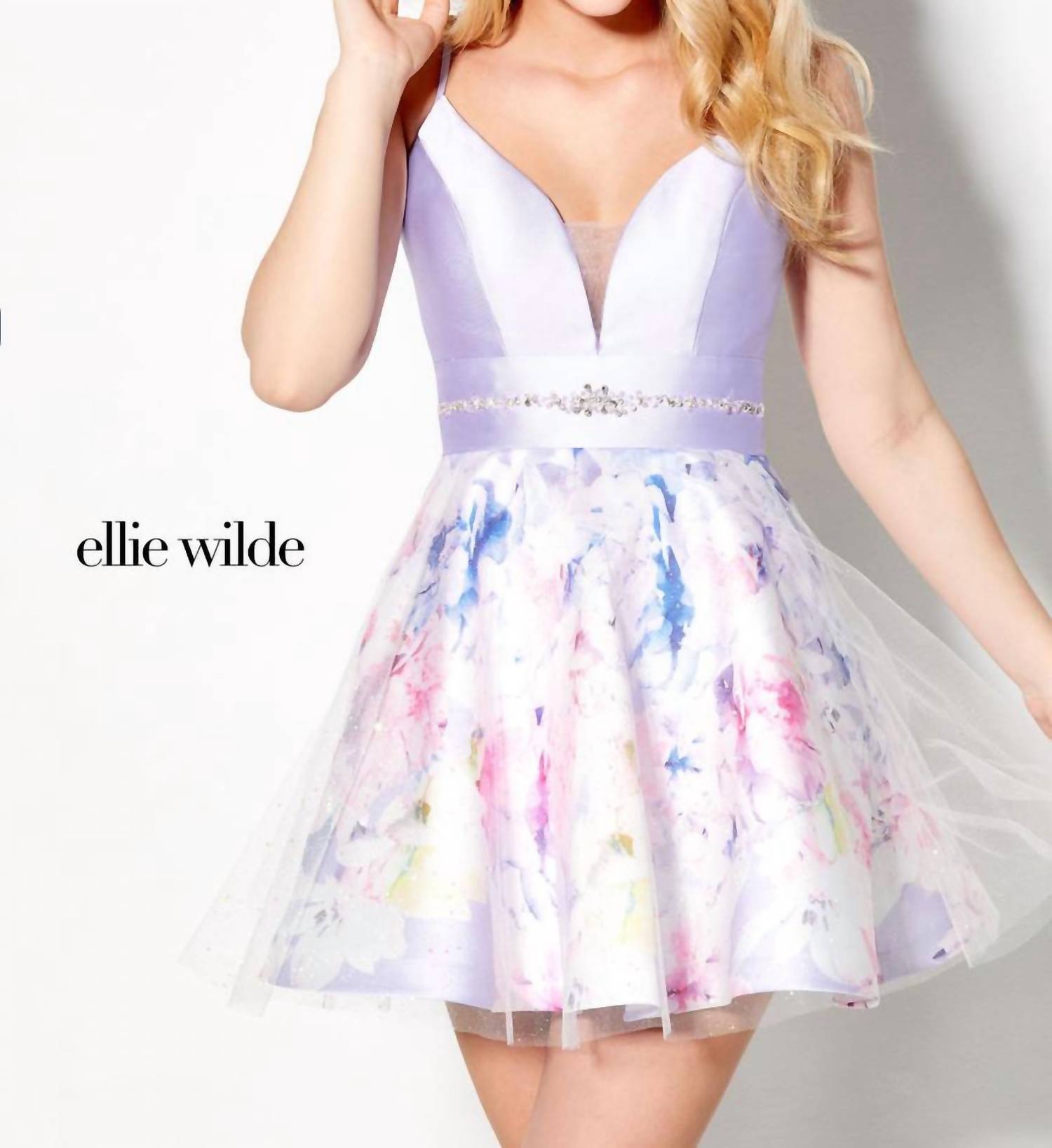 Ellie Wilde Sleeveless A-line Prom Dress in lilac 1 - women's dress