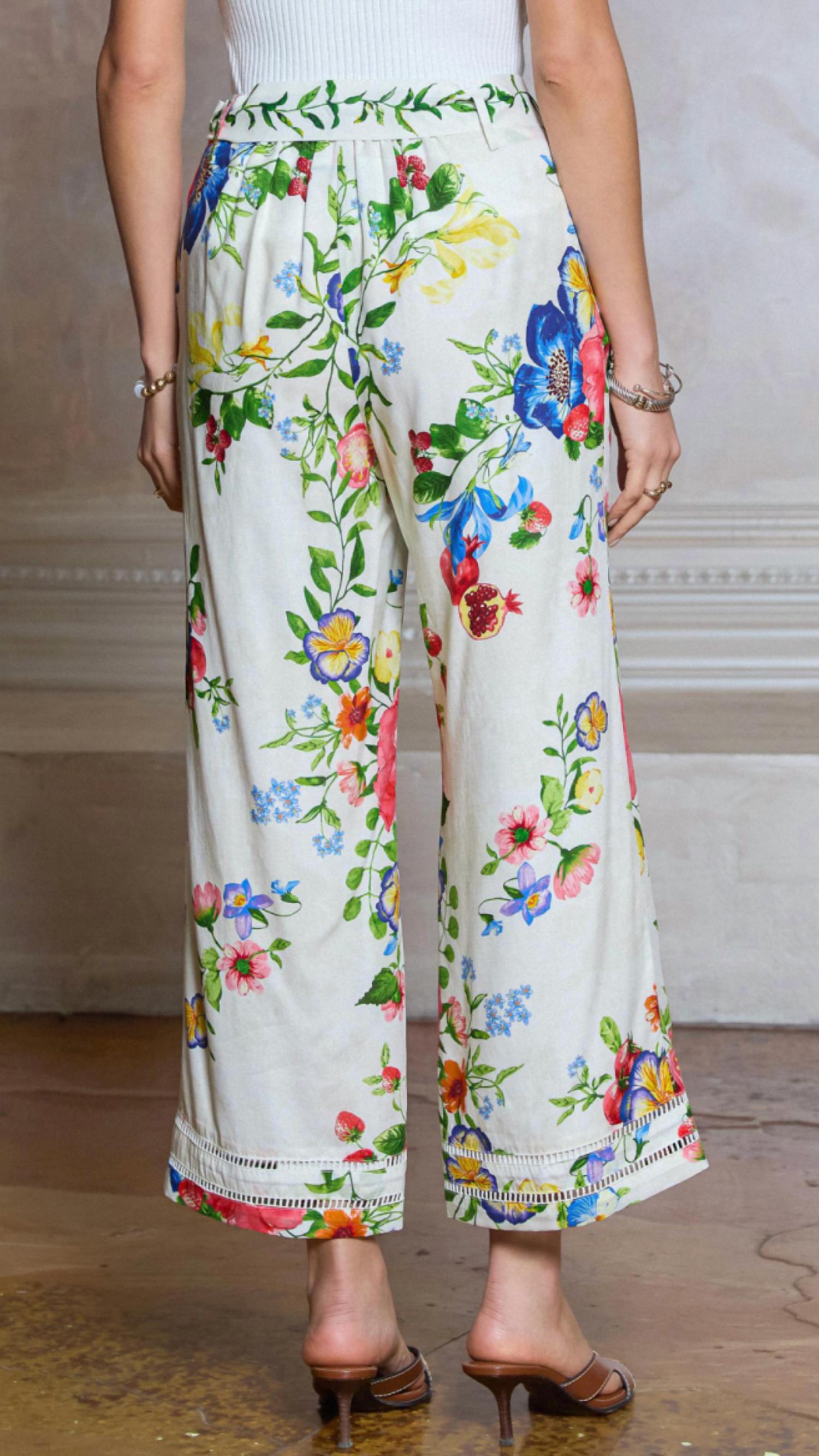 Current Air - Floral And Fruit Printed Pants