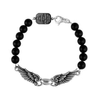 King Baby Studio Women's Onyx Bead Wingspan Bracelet in black - women's jewelry