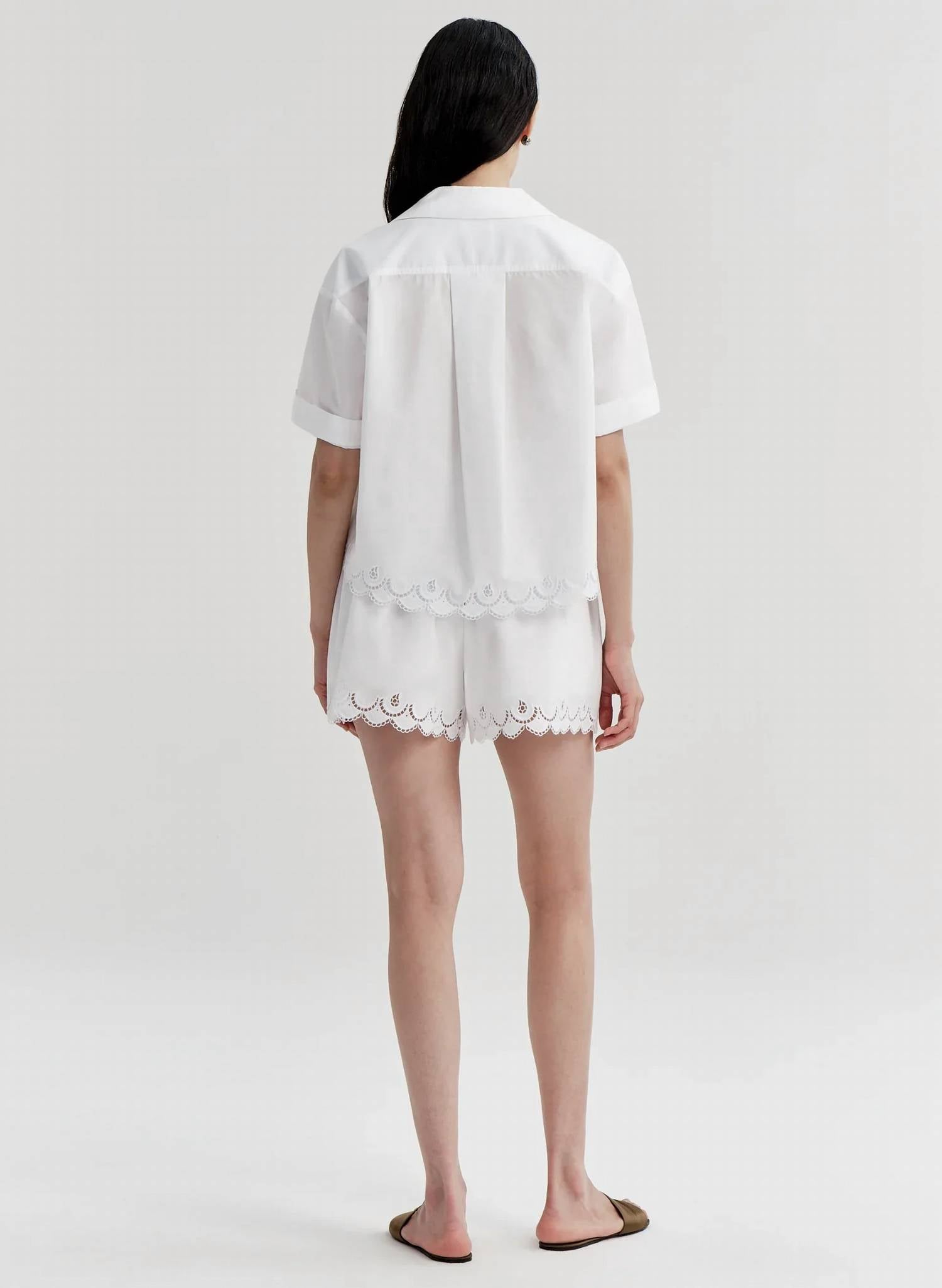 A.L.C. - Gigi Embroidered Cotton Shorts