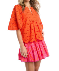Allison New York - Red Freda Embroidered Top