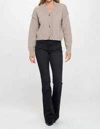 Reneec. - Thick Knit Long Sleeve Cardigan with Buttons