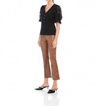 Fifteen Twenty Tanya Lace Sleeve Top in black - women's blouse - detail view