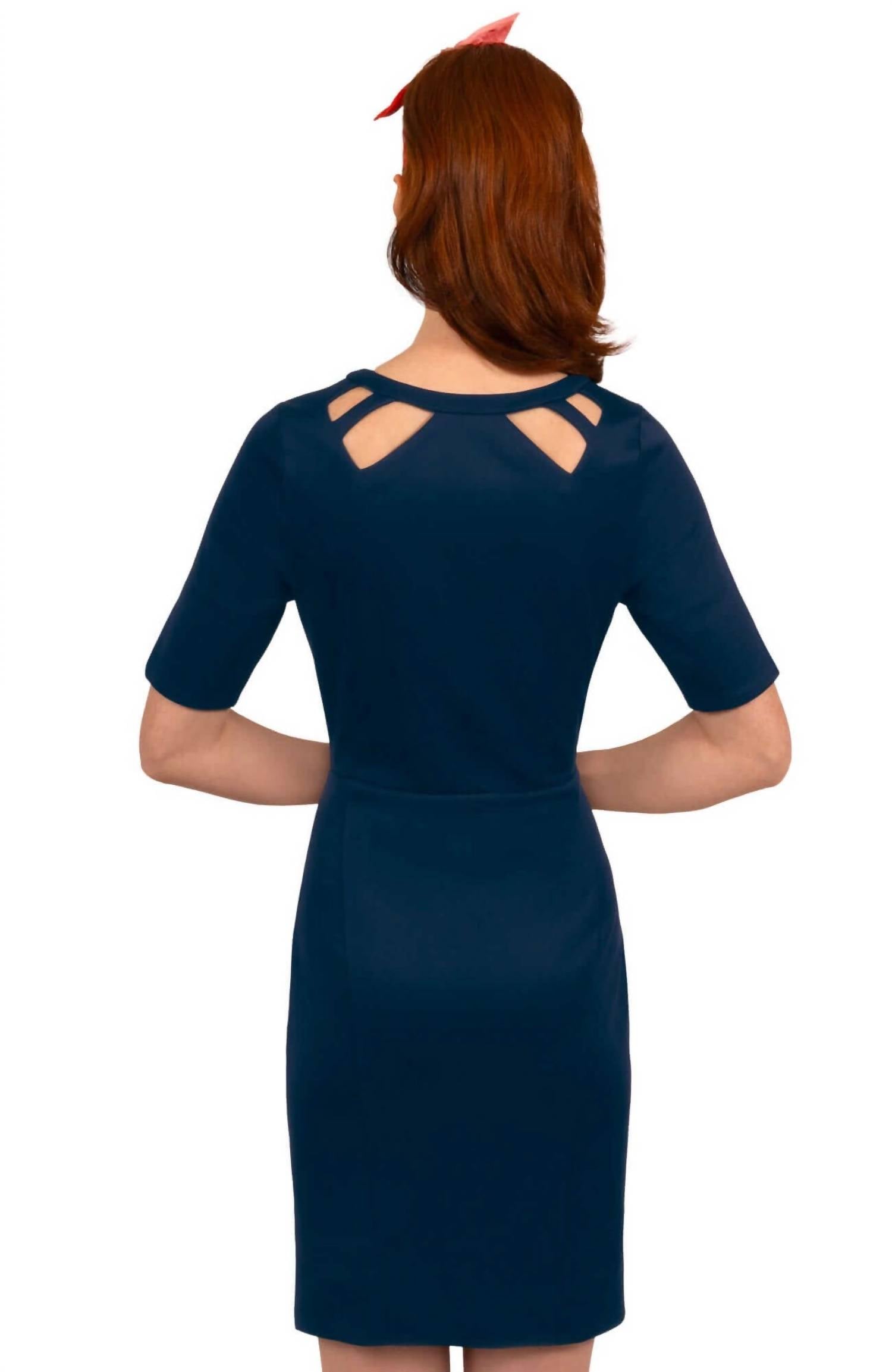 GRETCHEN SCOTT Jersey Peek A Boo Mini Dress in navy - women's dress - alternate view