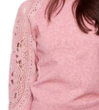Charlie B - Mock Neck Raglan Sweater With Crochet Sleeves