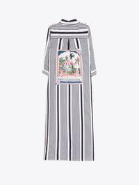 Vilagallo - 3/4 Sleeve Stripe Midi Shirt Dress