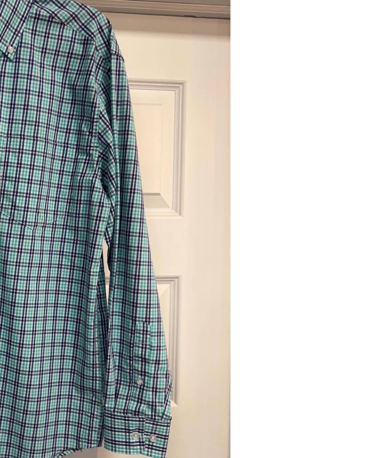 F/X Fusion Men's Long Sleeve Stretch Shirt in lagoon - men's long sleeve top - detail view