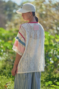 Davi & Dani - Women's Usa Patchwork Lace Top