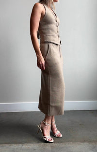 Guest In Residence Tailored Halter Vest in residence tailored halter vest in taupe - women's jacket - alternate view