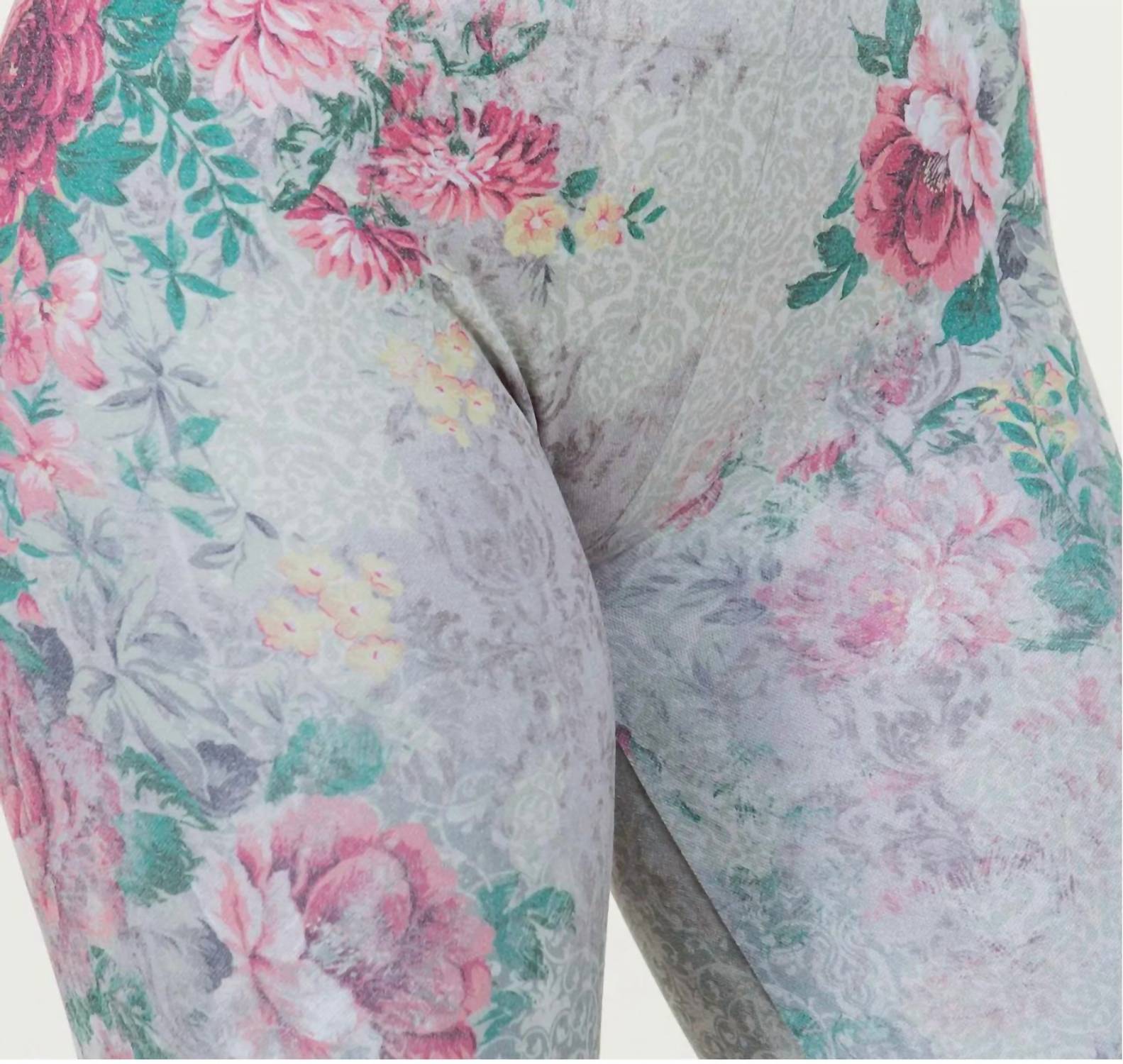 M.Rena - Antique Baroque Floral Print Crop Leggings