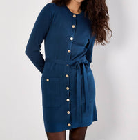 Apricot - Gold Button Rib Mini Dress